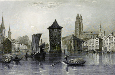 Zürich et son lac par William Henry Bartlett en 1836 Zürich et son lac par William Henry Bartlett en 1836
