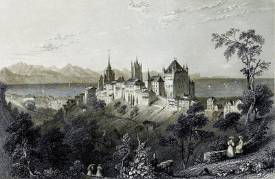 Lausanne, Léman et Préalpes de Savoie par William Henry Bartlett en 1836 Lausanne, Léman et Préalpes de Savoie par William Henry Bartlett en 1836