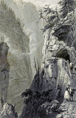 Trou perdu vers Thusis par William Henry Bartlett en 1836 Trou perdu vers Thusis par William Henry Bartlett en 1836