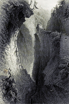 Via Mala par William Henry Bartlett en 1836 Via Mala par William Henry Bartlett en 1836