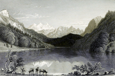 Lac de Lungern et groupe du Wetterhorn par William Henry Bartlett en 1836 Lac de Lungern et groupe du Wetterhorn par William Henry Bartlett en 1836