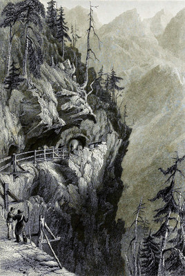 Route de Trient par William Henry Bartlett en 1836 Route de Trient par William Henry Bartlett en 1836