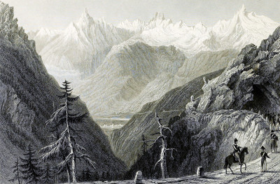 Alpes Bernoises vues de la route du Simplon par William Henry Bartlett en 1836 Alpes Bernoises vues de la route du Simplon par William Henry Bartlett en 1836