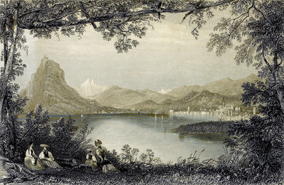 Lugano par William Henry Bartlett en 1836 Lugano par William Henry Bartlett en 1836