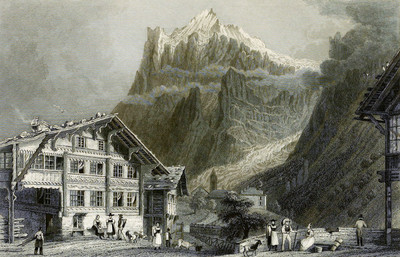 Grindelwald, Wetterhorn par William Henry Bartlett en 1836 Grindelwald, Wetterhorn par William Henry Bartlett en 1836