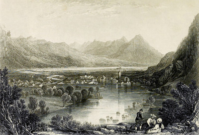 Unterseen par William Henry Bartlett en 1836 Unterseen par William Henry Bartlett en 1836