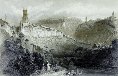 Fribourg par William Henry Bartlett en 1836 Fribourg par William Henry Bartlett en 1836