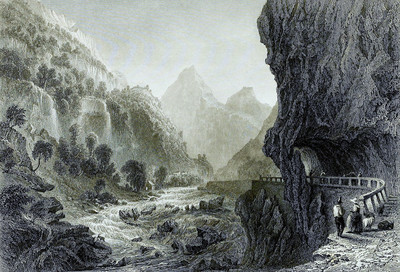 Val vedro, route du Simplon par William Henry Bartlett en 1836 Val vedro, route du Simplon par William Henry Bartlett en 1836