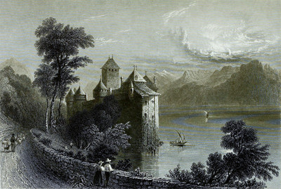 Château de Chillon et Léman par William Henry Bartlett en 1836 Château de Chillon et Léman par William Henry Bartlett en 1836