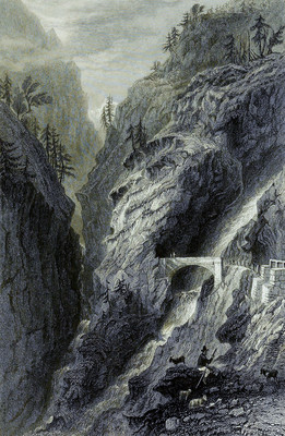 Gorges de Gondo, route du Simplon, par William Henry Bartlett en 1836 Gorges de Gondo, route du Simplon, par William Henry Bartlett en 1836