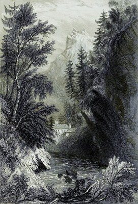 Torrent de St Gervais, Aiguille de Varan par William Henry Bartlett en 1836 Torrent de St Gervais, Aiguille de Varan par William Henry Bartlett en 1836