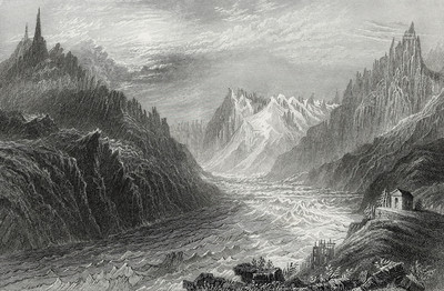 Mer de Glace par William Henry Bartlett en 1836 Mer de Glace par William Henry Bartlett en 1836
