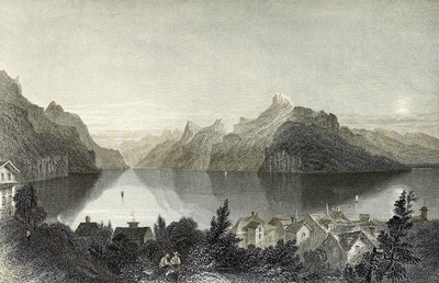 Lac des 4 cantons par William Henry Bartlett en 1836 Lac des 4 cantons par William Henry Bartlett en 1836