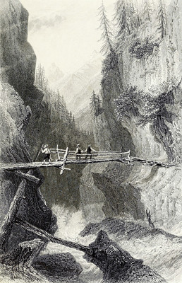 Pont sur le Rhin par William Henry Bartlett en 1836 Pont sur le Rhin par William Henry Bartlett en 1836