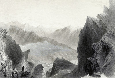 Vue sur le Valais de la Gemmi par William Henry Bartlett en 1836 Vue sur le Valais de la Gemmi par William Henry Bartlett en 1836