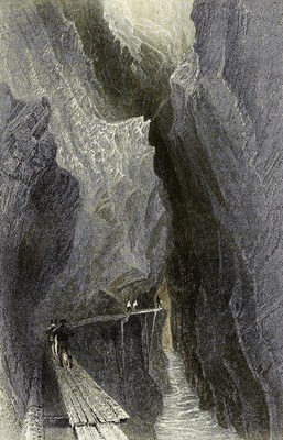 Gorge de Pfäffers par William Henry Bartlett en 1836 Gorge de Pfäffers par William Henry Bartlett en 1836
