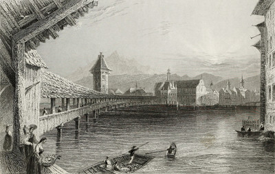Lucerne, la Reuss, le Pilatus par William Henry Bartlett en 1836 Lucerne, la Reuss, le Pilatus par William Henry Bartlett en 1836