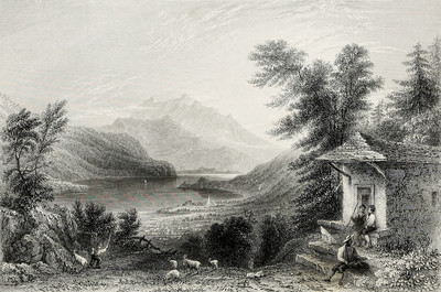 Lungern See, Pilatus, par William Henry Bartlett en 1836 Lungern See, Pilatus, par William Henry Bartlett en 1836