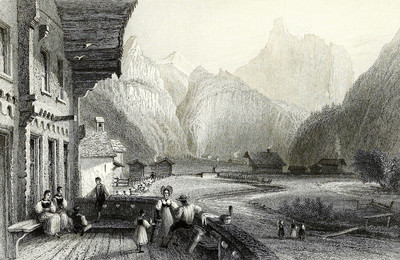 Kandersteg la Batia, par William Henry Bartlett en 1836 Kandersteg la Batia, par William Henry Bartlett en 1836