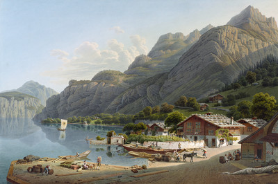 Flüelen par Gabriel Lory fils en 1817 Flüelen par Gabriel Lory fils en 1817