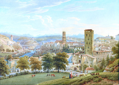 Fribourg et les Préalpes par Gabriel Lory fils en 1841 Fribourg et les Préalpes par Gabriel Lory fils en 1841