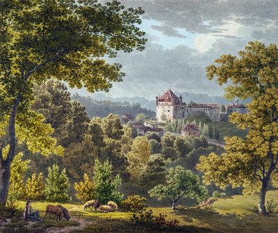 Château de Lausanne devant les préalpes par Gabriel Lory fils Château de Lausanne devant les préalpes par Gabriel Lory fils