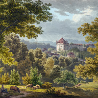 Château de Lausanne devant les préalpes par Gabriel Lory fils