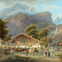 Engelhorn et Wetterhorn vus de Meiringen par Gabriel Lory fils
