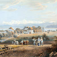 Alpes Bernoises et lac de Neuchâtel vues de Montmirail par Gabriel Lory fils
