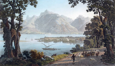Alpes vaudoises, lac Léman, bouche du Rhône, par G. Lory en 1811 Alpes vaudoises, lac Léman, bouche du Rhône, par G. Lory en 1811