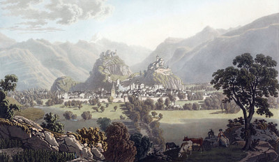 Sion, au fond le Bietschhorn, par G. Lory fils en 1811 Sion, au fond le Bietschhorn, par G. Lory fils en 1811