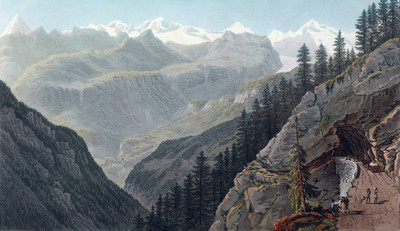 Alpes Bernoises et vallée du Rhône vues de la route du Simplon par G. Lory en 1811 Alpes Bernoises et vallée du Rhône vues de la route du Simplon par G. Lory en 1811
