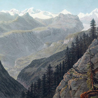 Alpes Bernoises et vallée du Rhône vues de la route du Simplon par G. Lory en 1811