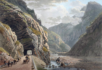 Entrée amont des gorges de Gondo par G. Lory fils en 1811 Entrée amont des gorges de Gondo par G. Lory fils en 1811