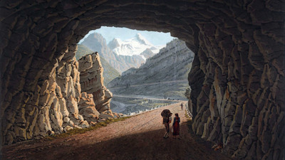 Vue sur le Weissmies E de la galerie d'Algaby, par G. Lory fils en 1811 Vue sur le Weissmies E de la galerie d'Algaby, par G. Lory fils en 1811