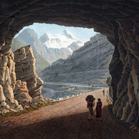 Vue sur le Weissmies E de la galerie d'Algaby, par G. Lory fils en 1811