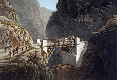 Pont sur la Doveria, route du Simplon, par G. Lory fils en 1811 Pont sur la Doveria, route du Simplon, par G. Lory fils en 1811