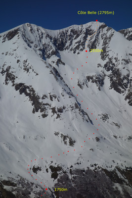 Partie supérieure de l'itinéraire en venant du col d'Ornon
