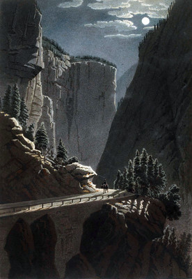 Gorges de Gondo à la pleine lune par G. Lory fils en 1811 Gorges de Gondo à la pleine lune par G. Lory fils en 1811