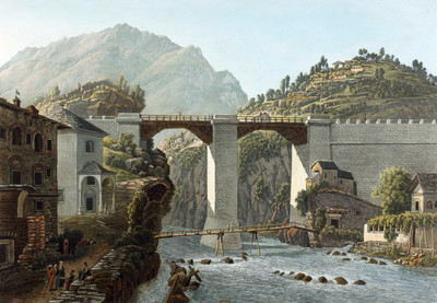 Pont de Crevola sur la Diveria, route du Simplon, par G. Lory en 1811 Pont de Crevola sur la Diveria, route du Simplon, par G. Lory en 1811