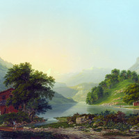 Lungernsee, au fond le Wetterhorn par JH Bleuler père