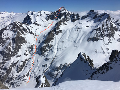 Couloir W du Pizzo Cervandone vu du Vorder Helse Couloir W du Pizzo Cervandone vu du Vorder Helse