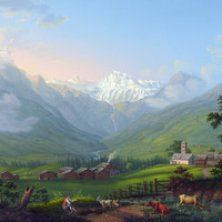Adelboden, vue sur le Wildstrubel par Johann Heinrich Bleuler fils vers 1830