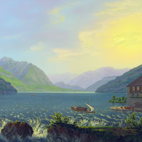 Brunnen et lac des 4 cantons par Johann Heinrich Bleuler fils en 1837