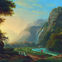 Cascade du Falcherenbach par Johann Heinrich Bleuler fils en 1837