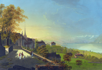 Lausanne et le Léman, par Johann Heinrich Bleuler fils vers 1830