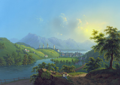 Lucerne et le Rigi, par Johann Heinrich Bleuler fils vers 1830