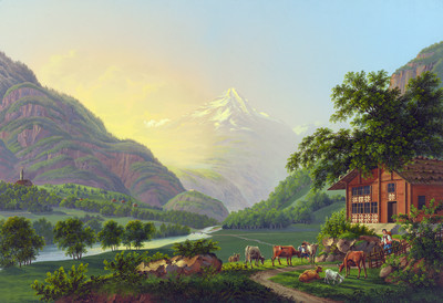 Vallée de la Reuss, par Johann Heinrich Bleuler fils vers 1830