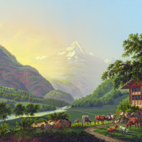 Vallée de la Reuss, par Johann Heinrich Bleuler fils vers 1830