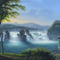 Chutes du Rhin, par Johann Heinrich Bleuler fils vers 1830